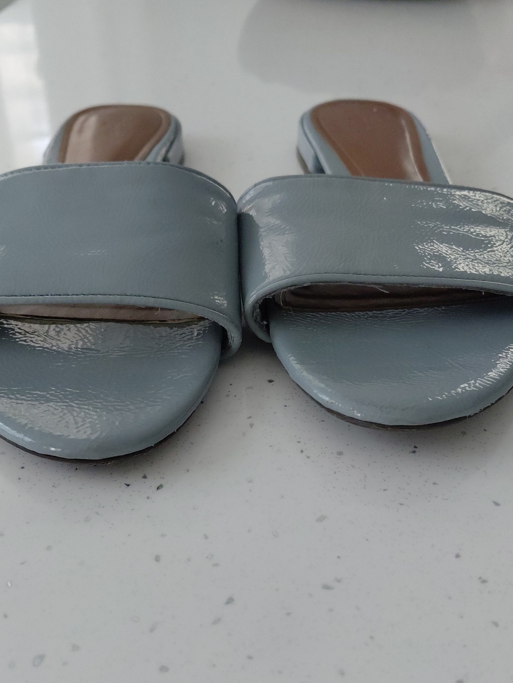 ZARA PATENT LEATHER BLUE SANDALS Sz 38 - Picture 10 of 12